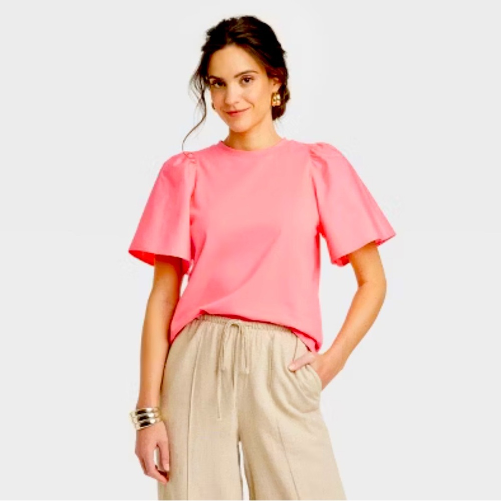 Puff sleeve tee shirt, size large